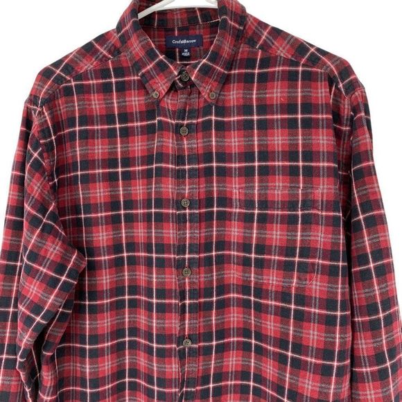 Mens Croft & Barrow Medium Plaid Flannel Shirt Button Lightweight 3907 - Picture 2 of 8